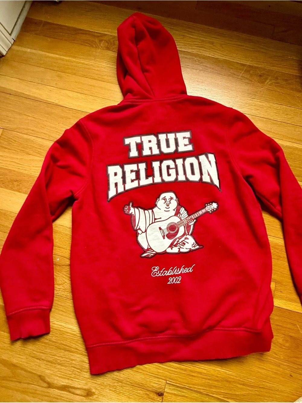 True Religion Red Graphic Hoodie with White Logo